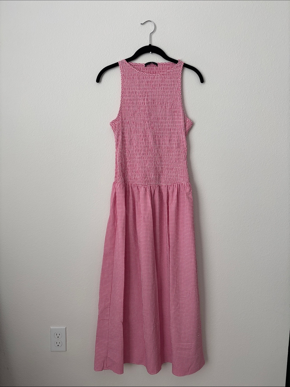 Zara | Sleeveless Pink Gingham Maxi Dress